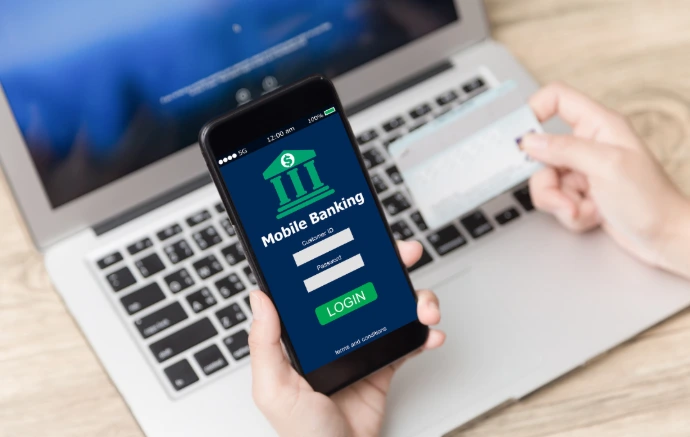 Mobile accounting interface showing secure financial transactions and banking.