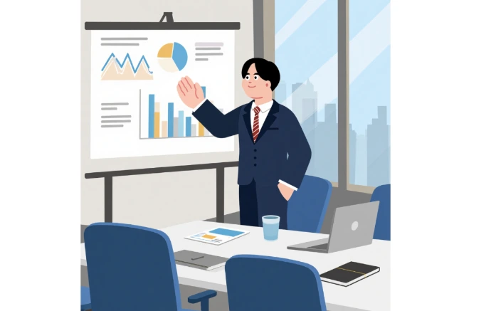 Financial advisor presenting a growth strategy and budget analysis.